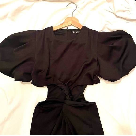 Zara Black Mini Dress with Cut-Out Design - Picture 6 of 10
